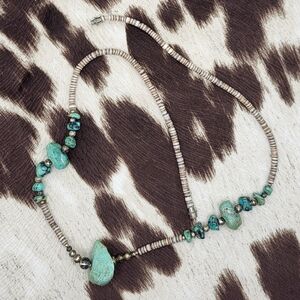 Turquoise and Brown Beaded Necklace